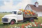 White Delivery Floral Truck Art Print