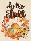 Hello Fall Pumpkin Wreath Floral Print