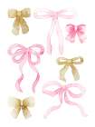 Bows Pink And Gold 1 Art Print