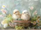 Chicks Basket Art Print