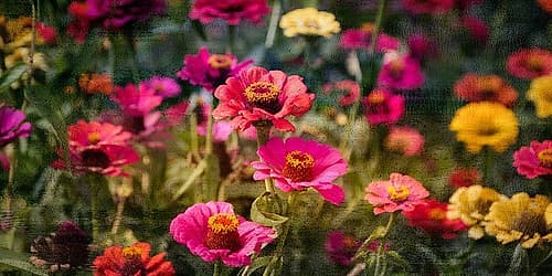 Zinnias in Bloom Art Print