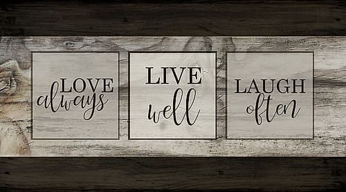 Love Live Laugh Plank Inspirational Print