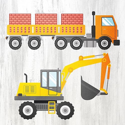 Tractor and Trucks 3 v2 Kids Print