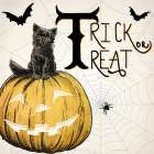 Trick or Treat Cat v2 Art Print