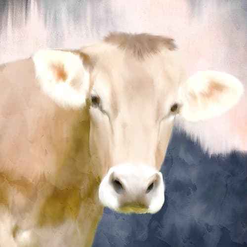 Pink Bush Cow Art Print by Kimberly Allen