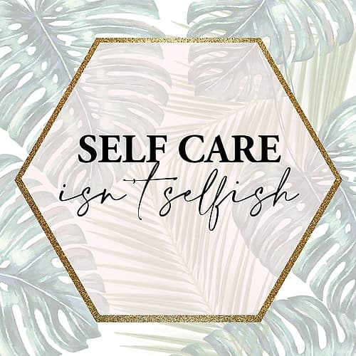 Selfcare 1 Green Leaves Inspirational Print