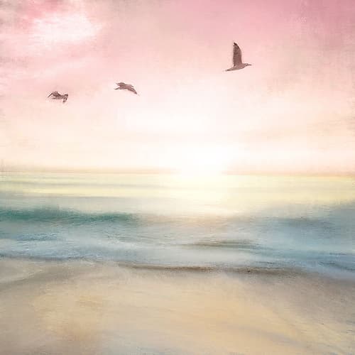 Pink Sunrise Beach Landscape Print