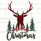 Merry Christmas Deer Forest Art Print
