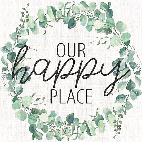 Our Happy Place Wreath Square Inspirational Print
