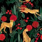 Leopard and Roses Pattern Art Print
