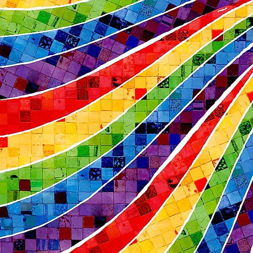 Vintage Tile Rainbow Patterns Print
