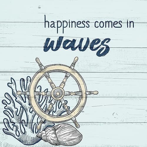 Happiness Comes in Waves Coastal Print