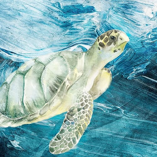 Sea Turtle Blues Coastal Print