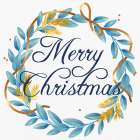 Merry Christmas Wreath Blues Art Print