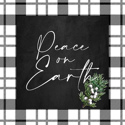 Peace On Earth Plaid Holidays Print