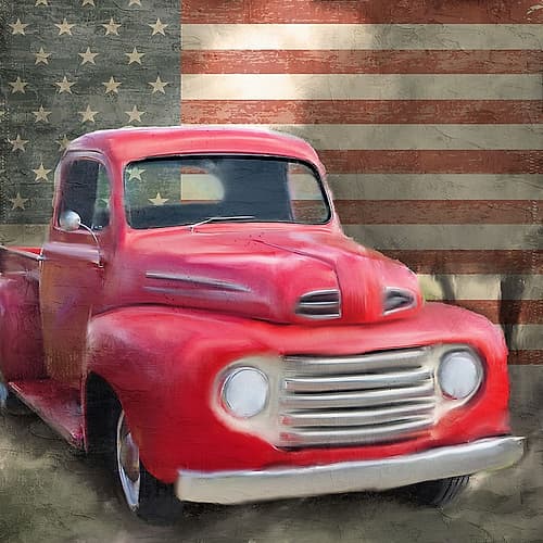 Vintage USA Truck Americana Print