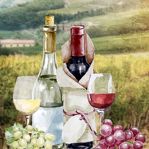 Vineyard View 3 Spirits Print
