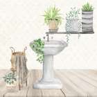 Plant Shelf Bath 2 Bathroom Art Print
