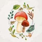 Mushroom And Leaves 1 Art Print