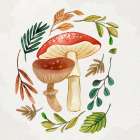 Mushroom And Leaves 2 Art Print