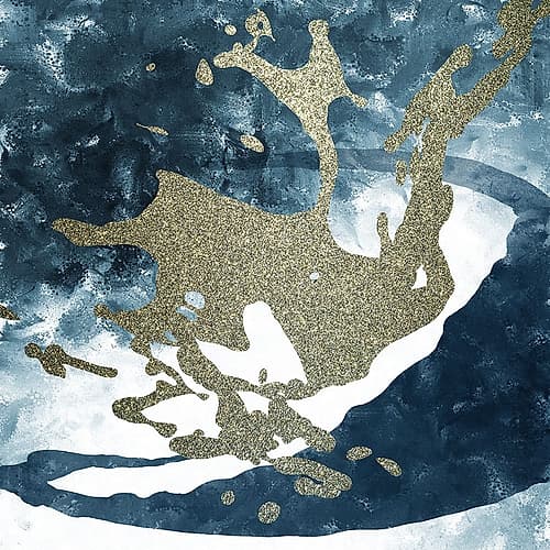 Blue Gold Splash 1 Abstract Art Print