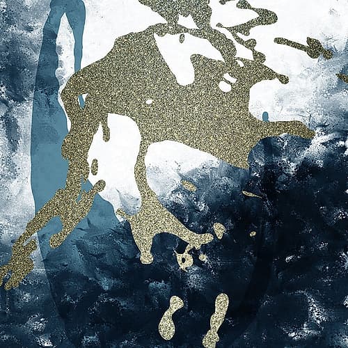 Blue Gold Splash 2 Art Print