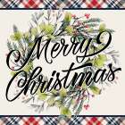 Merry Christmas Plaid Wreath Art Print