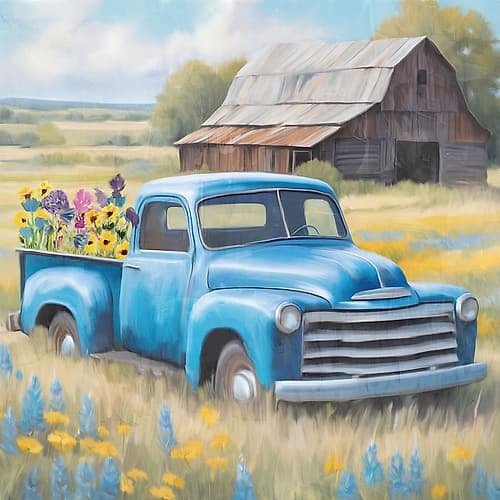 Flower Truck Leisure Print