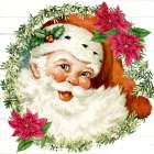 Poinsettia Santa Art Print