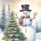 Snowman Walk Art Print