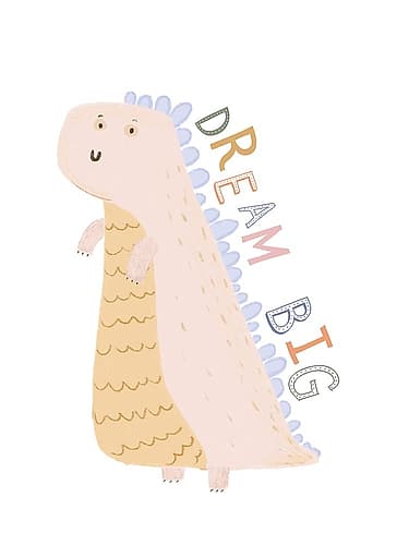 Dream Big Pink Dino Kids Print