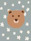 Brown Bear With Flowers 2 Art Print