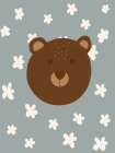 Brown Bear With Flowers 3 Art Print
