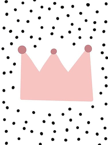 Pink Crown with Dots Kids Print