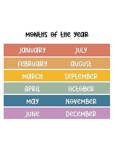 Months Of The Year Minimalist Print
