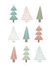 Christmas Trees Green And Red Art Print