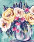 Happy Florals Teal Art Print