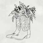 Flowered Boots White Art Print