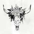 Flowered Skull White Art Print