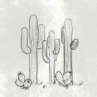 Three Cactus White Art Print