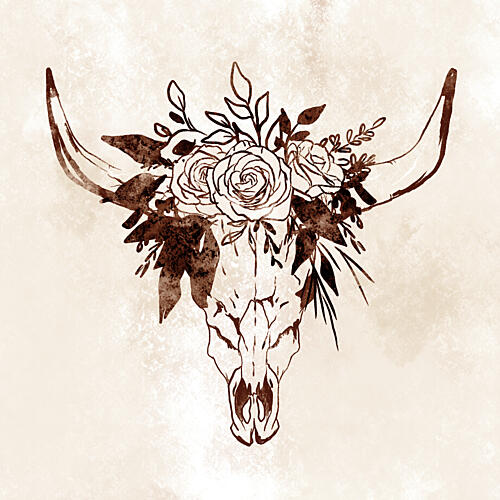 Flowered Skull Art Print