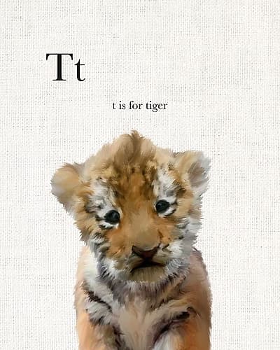 Baby Tiger Linen Art Print