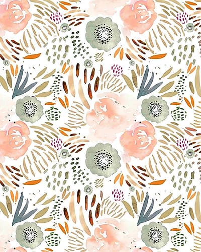 Floral Peach Orange Art Print