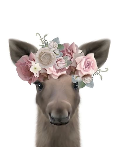 Floral Moose Art Print