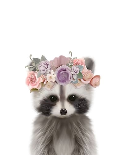 Floral Raccoon Art Print