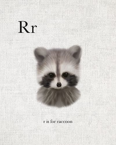 R is for Raccoon Kids Print