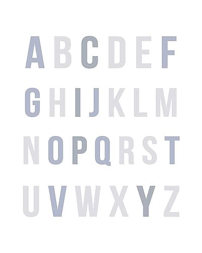 Blue Rainbow Alphabet Art Print