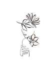 Line Drawing Woman and Floral Art Print