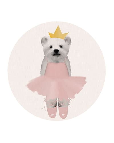 Full Ballet Baby Polar Bear with Circle Art Print