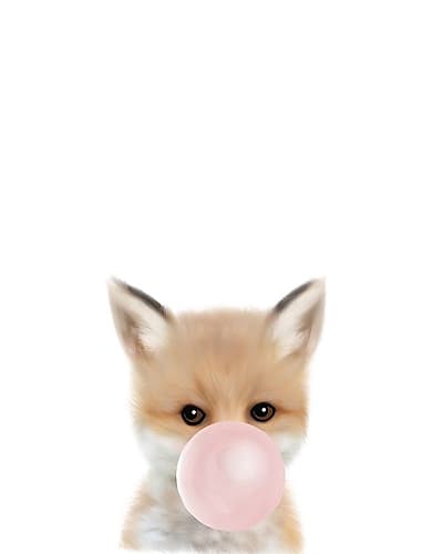 Woodland Fox Bubble Gum Art Print
